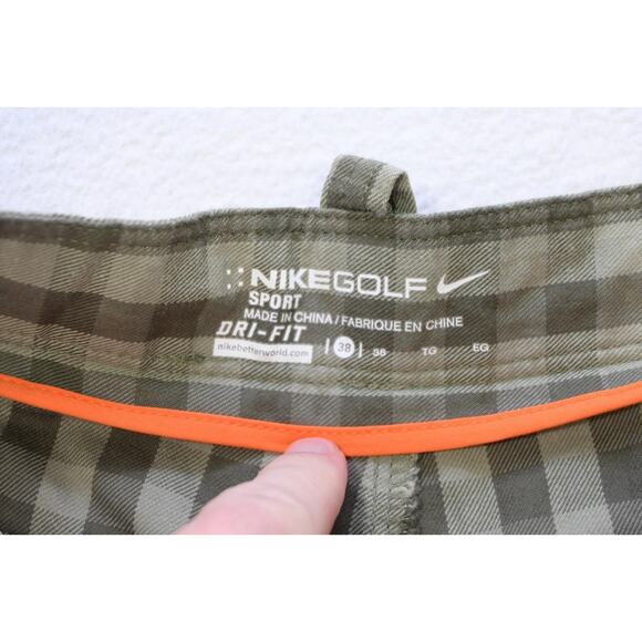 Nike Golf Cargo Shorts Dri Fit Sport Flat Athletic Performance Plaid Mens Sz 38 - Picture 7 of 8